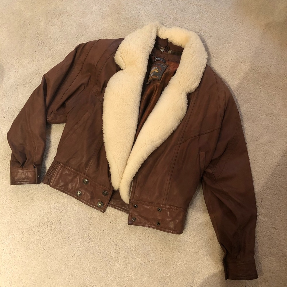 Vintage Wilson Leather Fleece Bomber Jacket
